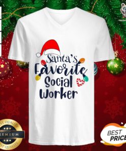 Premium Santa’s Favorite Social Worker Christmas V-neck - Design By Teeshirtbear.com