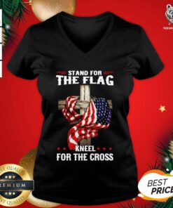 Pretty American Stand For The Flag Kneel Dot The Cross V-neck - Design By Teeshirtbear.com