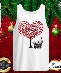 Pretty Elephant Heart Tree Tank Top - Design By Teeshirtbear.com