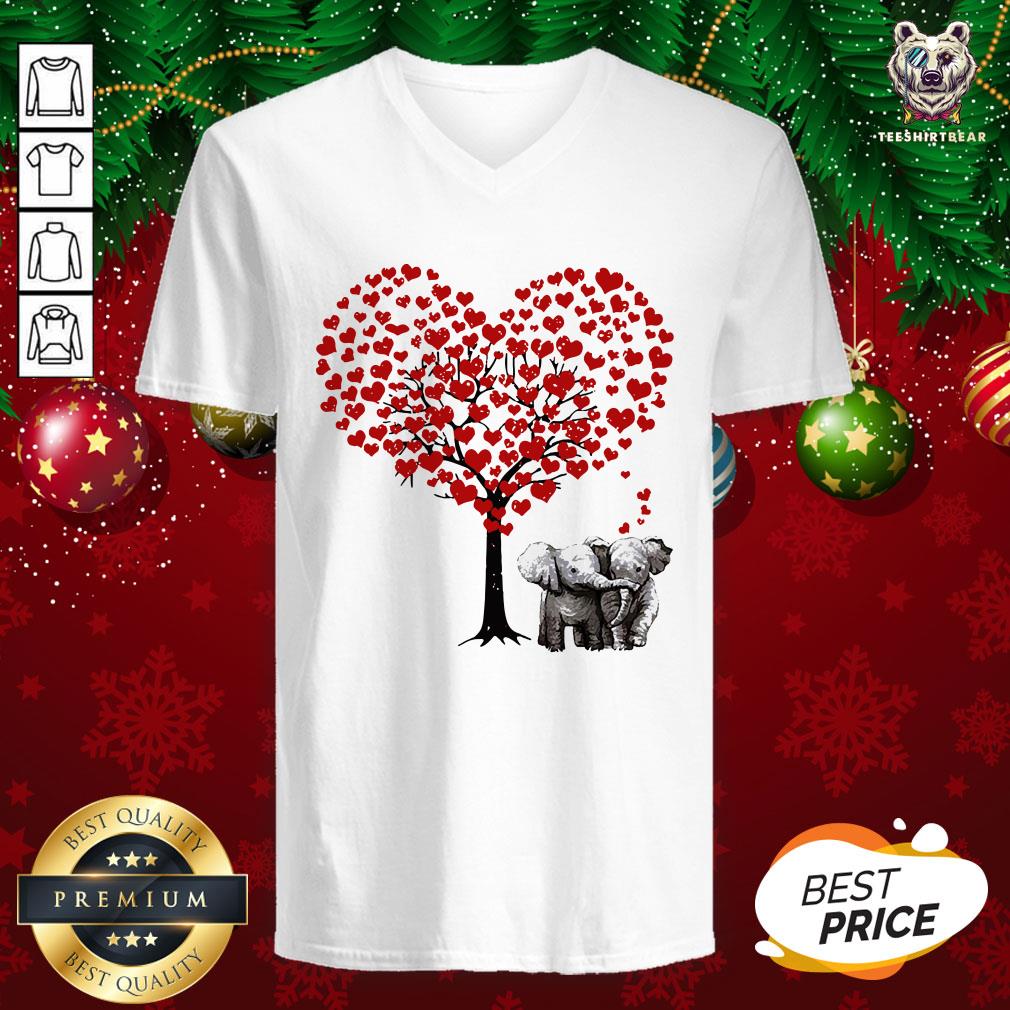 Pretty Elephant Heart Tree V-neck - Design By Teeshirtbear.com Pretty Elephant Heart Tree V-neck - Design By Teeshirtbear.com