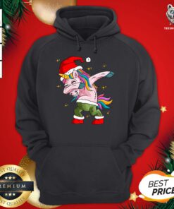 Pretty Santa Unicorn Dabbing Merry Christmas Hoodie - Design By Teeshirtbear.com