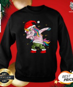Pretty Santa Unicorn Dabbing Merry Christmas Sweatshirt - Design By Teeshirtbear.com