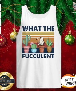 Pretty What The Fucculent Cat Vintage Retro Tank Top - Design By Teeshirtbear.com