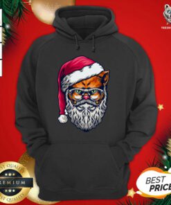 Pretty Xmas Wildcat Santa Claus Christmas Wearing Glasses Hoodie - Design By Teeshirtbear.com