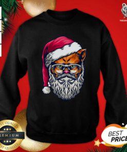 Pretty Xmas Wildcat Santa Claus Christmas Wearing Glasses Sweatshirt - Design By Teeshirtbear.com