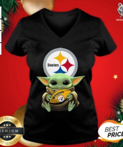 Top Baby Yoda Star Wars Steelers V-neck- Design by T-shirtBear.com