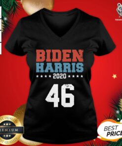 Top Biden Harris 2020 Distressed Jersey Style 46 President V-neck - Design By Teeshirtbear.com