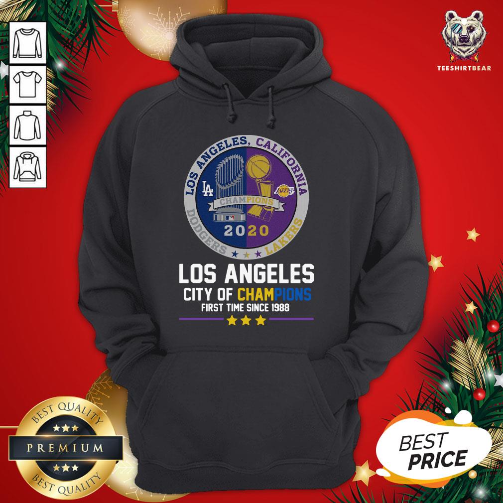 Top Los Angeles California Lakers Dodgers Los Angeles City Of Champions First Time Since 1988 Hoodie - Design By Teeshirtbear.com Top Los Angeles California Lakers Dodgers Los Angeles City Of Champions First Time Since 1988 Hoodie - Design By Teeshirtbear.com