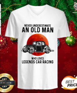 Top Never Underestimate An Old Man Who Loves Legends Car Racing Moon Blood V-neck - Design By Teeshirtbear.com
