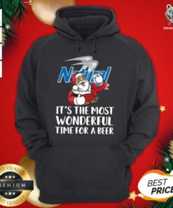 Top Santa Claus Drink Natural Light It’s The Most Wonderful Time For A Beer Christmas Hoodie - Design By Teeshirtbear.com