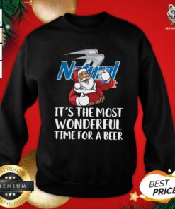 Top Santa Claus Drink Natural Light It’s The Most Wonderful Time For A Beer Christmas Sweatshirt - Design By Teeshirtbear.com