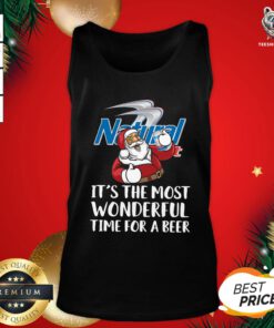 Top Santa Claus Drink Natural Light It’s The Most Wonderful Time For A Beer Christmas Tank Top - Design By Teeshirtbear.com