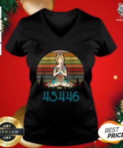 45446 Beige AF 45% Against 45 Yoga Namaste V-neck - Design By Teeshirtbear.com