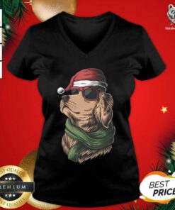 Christmas Golden Retriever V-neck - Design By Teeshirtbear.com