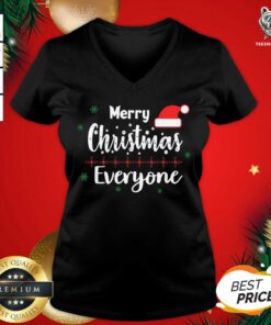 Merry Christmas Everyone Hat Santa V-neck - Design By Teeshirtbear.com