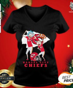 Rick And Morty Kansas City Chiefs V-neck - Design By Teeshirtbear.com