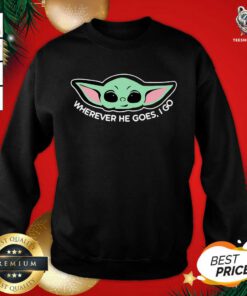Baby Yoda Wherever He Goes I Go Sweatshirt - Design By Teeshirtbear.com
