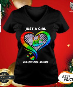 Just A Girl Who Loves Sign Language LGBT V-neck - Design By Teeshirtbear.com
