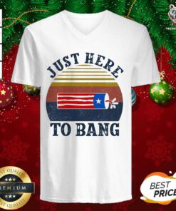 Just Here To Bang Vintage V-neck - Design By Teeshirtbear.com