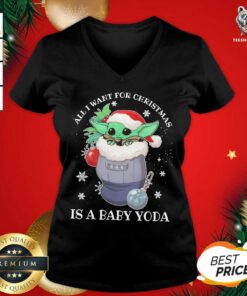 Baby Yoda All I Want For Christmas 2020 V-neck - Design By Teeshirtbear.com