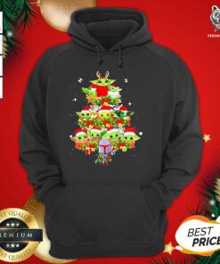 Baby Yoda And The Mandalorian Merry Christmas Tree Gift Hoodie - Design By Teeshirtbear.com