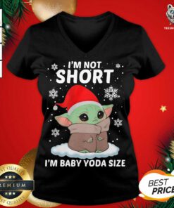 Baby Yoda Santa I’m Not Short I’m Baby Yoda Size Merry Christmas V-neck - Design By Teeshirtbear.com