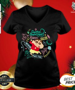 Crayon Shinchan Shinchan And Musical Instrument Party Time ShirtCute Crayon Shinchan Shinchan And Musical Instrument Party Time V-neck - Design By Teeshirtbear.com