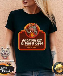Jacking Off Is Fun And Cool Do What You Want God Is Fake Mouse V-neck - Design By Teeshirtbear.com