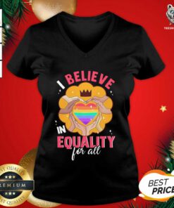 LGBT Heart I Believe In Equality For All V-neck - Design By Teeshirtbear.com
