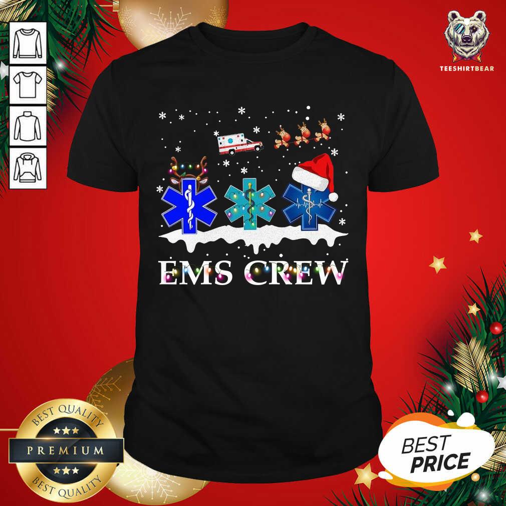 Nurse Santa Hat Reindeer Ems Crew Merry Christmas Shirt - Design By Teeshirtbear.com
