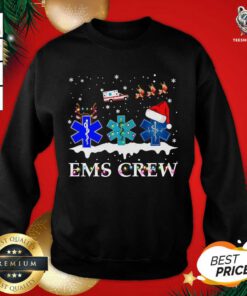 Nurse Santa Hat Reindeer Ems Crew Merry Christmas Sweatshirt - Design By Teeshirtbear.com