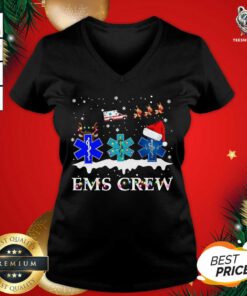 Nurse Santa Hat Reindeer Ems Crew Merry Christmas V-neck - Design By Teeshirtbear.com
