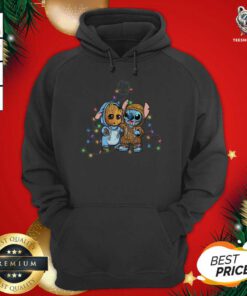 Baby Groot And Baby Stitch Happy Light Christmas Hoodie - Design By Teeshirtbear.com