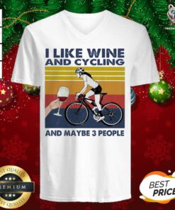 I Like Wine And Cycling And Maybe People Vintage V-neck - Design By Teeshirtbear.com