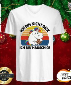Ich Bin Nicht Dick Ich Bin Hauschig Einhorn Vintage V-neck - Design By Teeshirtbear.com