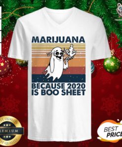 Marijuana Because 2020 Is Boo Sheet Vintage V-neck - Design By Teeshirtbear.com