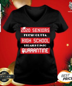 2020 Seniors Fresh Outta High School Straight Into Quarantine V-neck - Design By Teeshirtbear.com