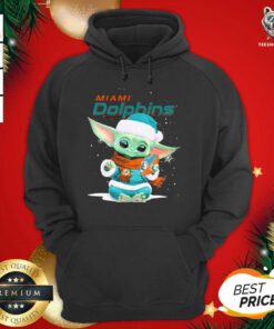 Baby Yoda Play Rugby Miami Dolphins Merry Christmas Hoodie - Design By Teeshirtbear.com