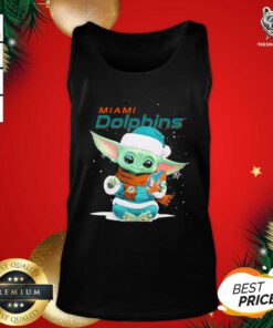 Baby Yoda Play Rugby Miami Dolphins Merry Christmas Tank Top - Design By Teeshirtbear.com