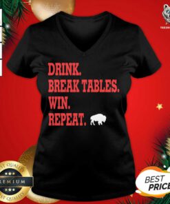 Buffalo Bills Drink Break Tables Win Repeat V-neck - Design By Teeshirtbear.com