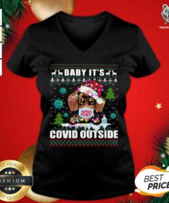 Face Mask 2020 Baby It’s Covid Outside Ugly Christmas V-neck - Design By Teeshirtbear.com