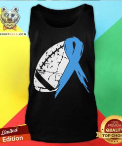 Football Tackle Prostate Cancer Awareness Light Blue Ribbon Warrior Support Survivor Tank Top - Design By Teeshirtbear.com