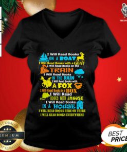 I Will Read Books On A Boat Everywhere Reading V-neck - Design By Teeshirtbear.com