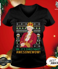 Oh It's Christmas Awesome Wow V-neck - Design By Teeshirtbear.com