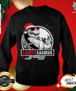 Santasaurus Funny Dinosaur Christmas Sweatshirt - Design By Teeshirtbear.com