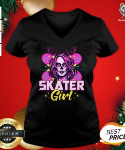 Skater Girl Girls Skateboarding Skate V-neck - Design By Teeshirtbear.com