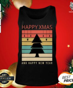 Happy Christmas And Happy New Year Christmas Tree Cartoon Tank Top - Design By Teeshirtbear.com