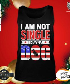 I Am Not Single I Have A Dog Us Flag Tank Top - Design By Teeshirtbear.com