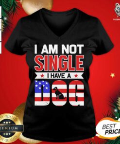 I Am Not Single I Have A Dog Us Flag V-neck - Design By Teeshirtbear.com