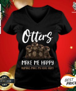 Otters Make Me Happy Humans Make My Head Hurt V-neck - Design By Teeshirtbear.com